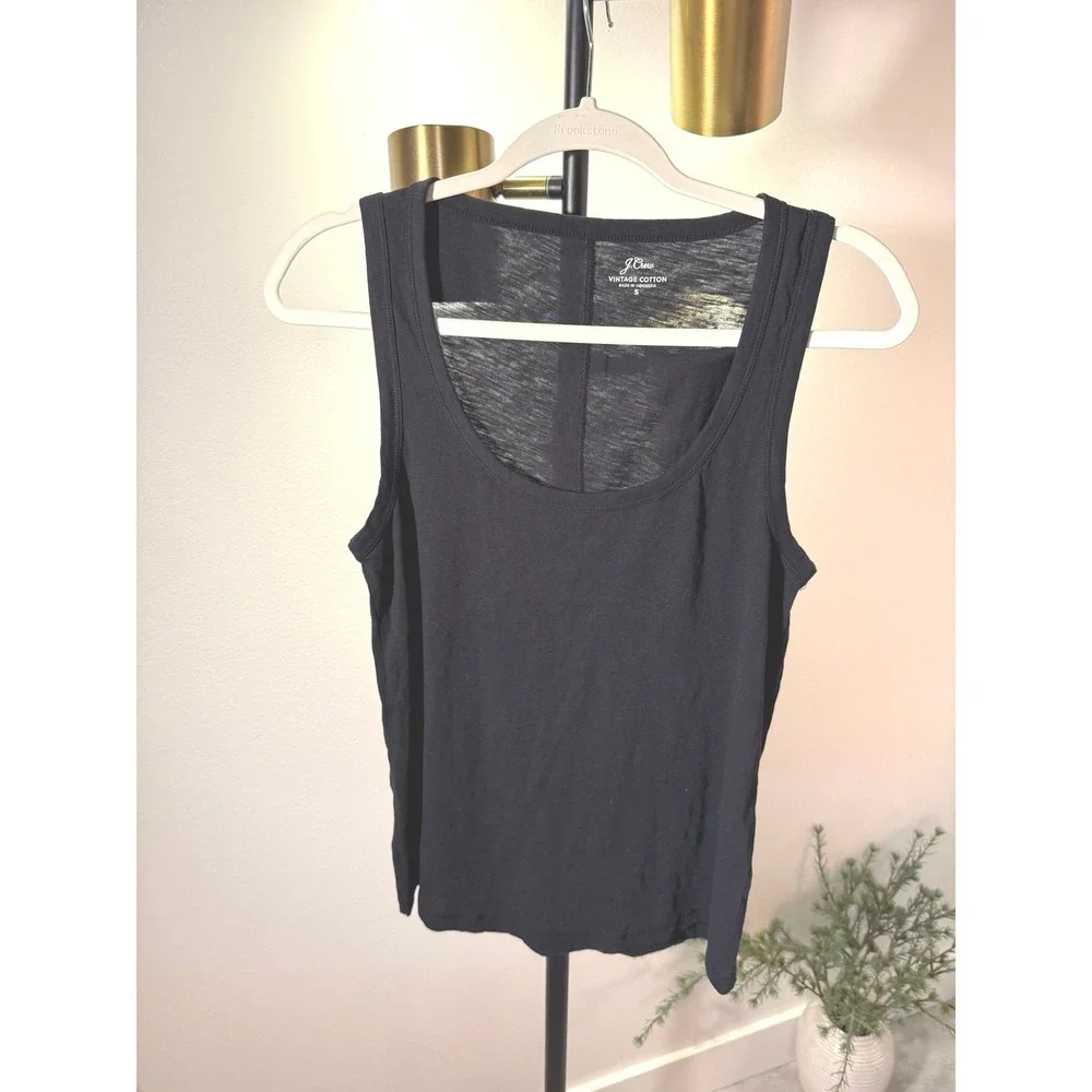 J. Crew tank sustainable Cotton Scoop Neck Tank Top Black Size S Re-Imagined‎